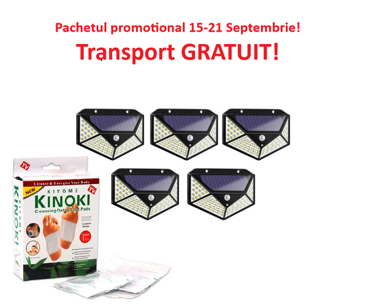 Pachet PROMOTIONAL! 5 x Lampa 100 Led + Plasturi detoxifiere KINOKI