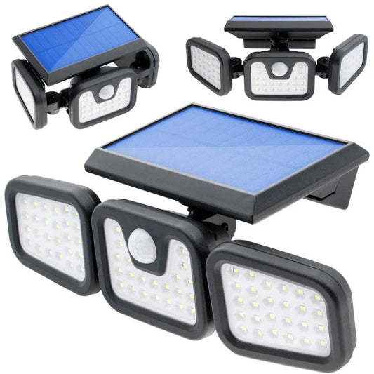 1+1 CADOU: Proiector solar cu senzor 74 LED SMD 15W, IP65, lumina rece
