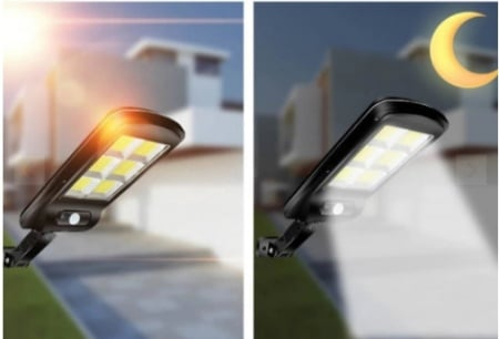 Set 2+1 GRATIS! Lampa Stradală Solară LED JORTAN cu Senzor de Mișcare, pentru Grădină, Rezistentă la Apă IP65