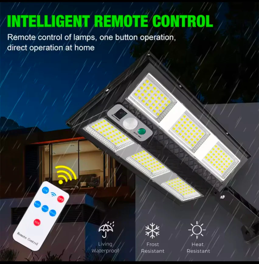Set 2+1 GRATIS! Lampa Stradală Solară LED JORTAN cu Senzor de Mișcare, pentru Grădină, Rezistentă la Apă IP65