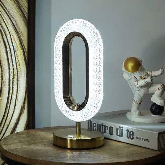 1+1 CADOU: Lampa ambientala Crystal, cu touch, incarcare USB, Auriu