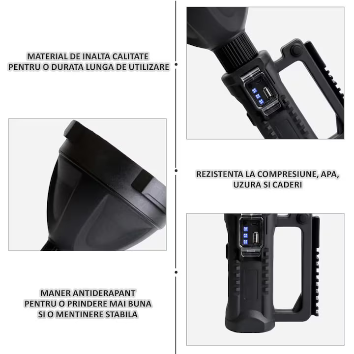 Lanterna cu LED 20W cu incarcare solara + CADOU Lanterna de cap cu 3 Benzi LED